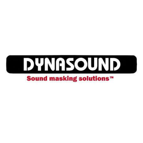 A black and white logo of dynasound