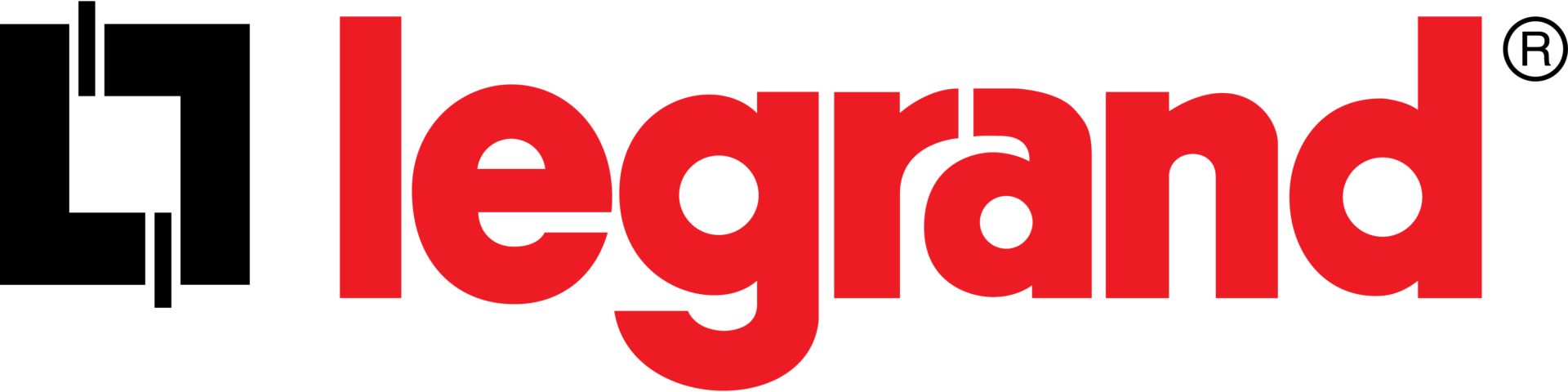 A red logo is shown on the side of a black background.